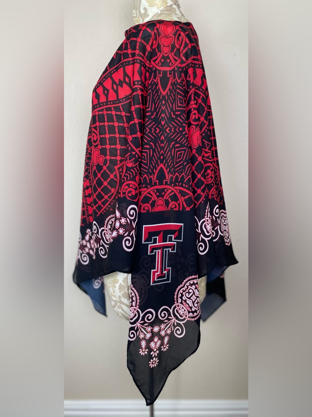 Emerson Street Red & Black Printed Shawl - Texas Tech Fans - 1X